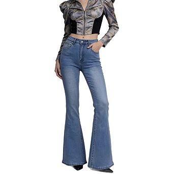 Women's Bell Bottom High Waisted Wide Leg Stretchy Denim Pants