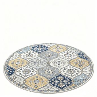 Washable Area Rug, Stain Resistant Non-Slip Floor Cover Vintage Distressed Carpet for Living Room