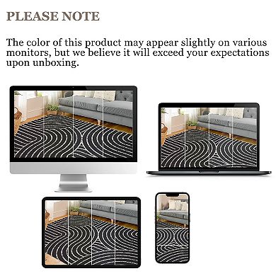 Modern Rainbow Easy Jute Area Rugs, Washable Boho Abstract Natural Contemporary Runners Carpet