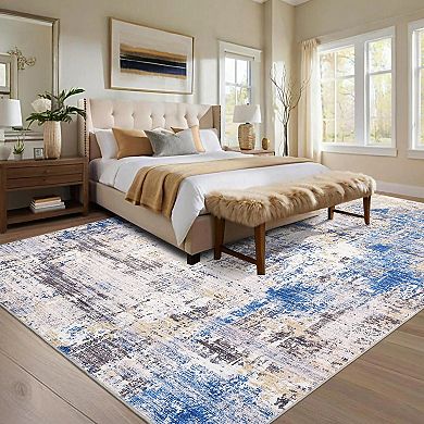 Modern Abstract Area Rugs, Machine Washable Large Soft Non Slip Runner Carpet for Living Room