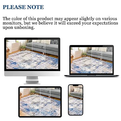 Modern Abstract Area Rugs, Machine Washable Large Soft Non Slip Runner Carpet for Living Room