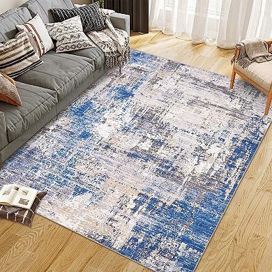 Modern Abstract Area Rugs, Machine Washable Large Soft Non Slip Runner Carpet for Living Room