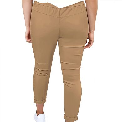 Women's Capri Pants High Waisted Pull On Slim Straight Leg Stretchy Waist Capris Dress Pants