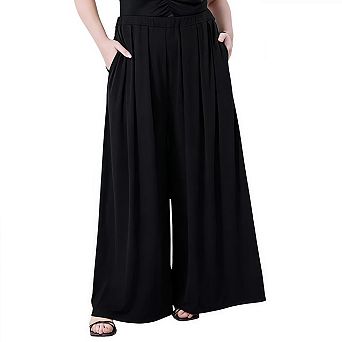 Women's Plus Size Wide Leg Pants High Waisted Flowy Palazzo Pants with Pockets for Cruise Vacation