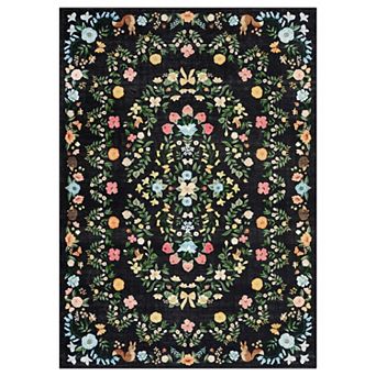 Washable Floral Runner Rug Soft Kitchen Mat Non Slip Carpet Stain Resistant Laundry Bathroom Rug