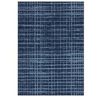 Modern Plaid Washable Runner Rug, No Slip Low Pile Geometric Carpet for Entryway Kitchen Living Room