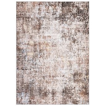 Vintage Low Pile Area Rug Distressed Abstract, Soft Machine Washable Non-Slip Carpet for Living Room