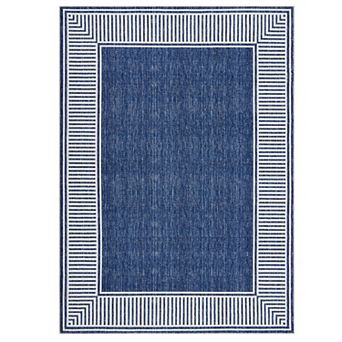 Modern Stripe Edged Washable Area Rug, Non-Slip Soft Low Pile Stain Resistant Carpet for Living Room