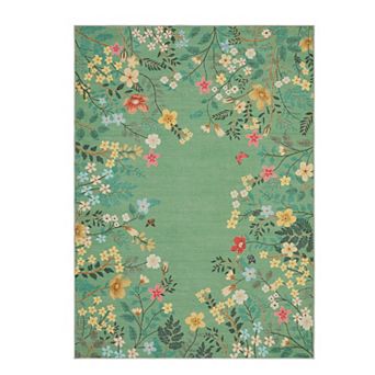 Washable Botanical Area Rugs,Soft Non-Slip Vintage Boho Floral Runners Carpet for Living Room