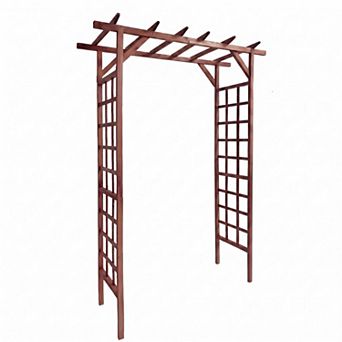 Wood Garden Arbor with Lattice, 7FT Wooden Trellis for Plant Climbing Outdoor Wedding Decor