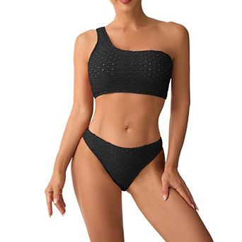 Women’s One Shoulder Bikini Set Breathable Two Piece Swimsuit Bathing Suit Summer Swimwear