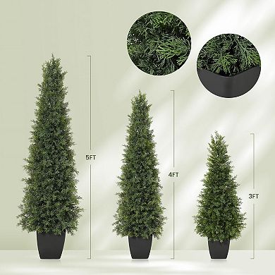 2pcs Artificial Cedar Topiary Tree for Christmas Outdoor,Faux Cedar Trees,Potted Fake Cypress Plant