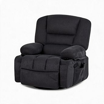 360° Swivel Recliner Chairs, Heated Vibration Massage Chair with Storage Armrest & Cup Holder