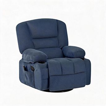 360° Swivel Recliner Chairs, Heated Vibration Massage Chair with Storage Armrest & Cup Holder