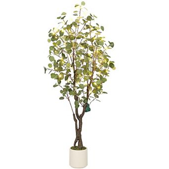 Artificial Eucalyptus Tree Indoor,Realistic Fake Potted Plant with Planter,Greenery Lifelike Leaves