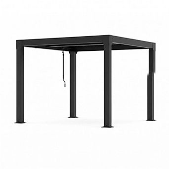 10x10ft Louvered Pergola, Adjustable Aluminum Hardtop Gazebo with Drainage for Patio Balcony Garden