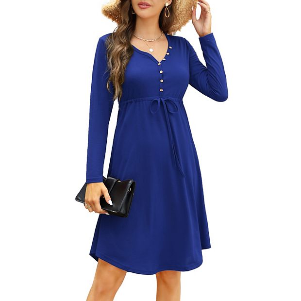 button front a line midi dress Vintage Satin A-Line Bateau Neckline Long Sleeves Wedding Dresses – TANYA  BRIDAL main image 1