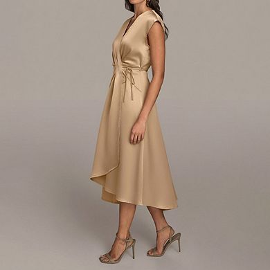 Women Elegant v Neck Short Sleeve Wrap Party Vacation Dress