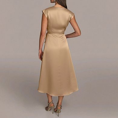 Women Elegant v Neck Short Sleeve Wrap Party Vacation Dress