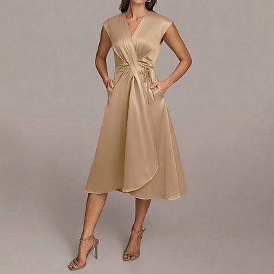 Women Elegant v Neck Short Sleeve Wrap Party Vacation Dress