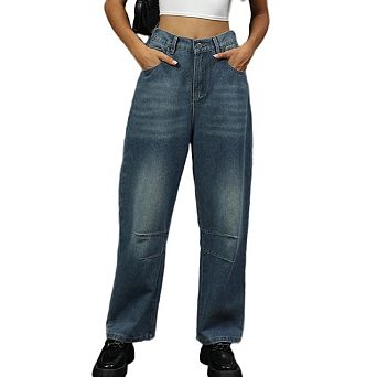 Women's High Waist Straight Leg Jeans Loose Fit Denim Pants Casual Vintage Trendy Trousers Bottoms