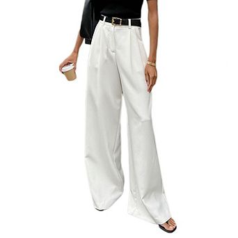 Women's High Waist Pleated Wide Leg Trousers for Work & Casual Wear