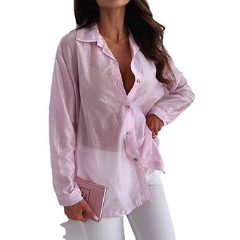 Women's Solid Color Simple Fashion Rhinestone Long Sleeve Shirt Casual Long Sleeve Button Up Shirt