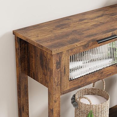 Entryway Console Table, 47.2" Narrow Sofa Table for Behind Couch with Drawers, 2-Tier Open Shelf