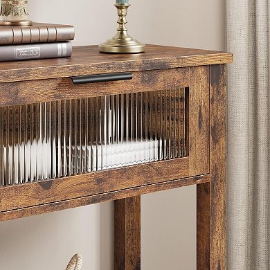 Entryway Console Table, 47.2" Narrow Sofa Table for Behind Couch with Drawers, 2-Tier Open Shelf
