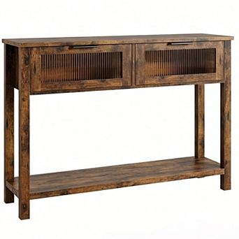 Entryway Console Table, 47.2" Narrow Sofa Table for Behind Couch with Drawers, 2 tier Open Shelf