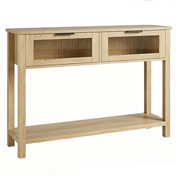 Entryway Console Table, 47.2" Narrow Sofa Table for Behind Couch with Drawers, 2 tier Open Shelf