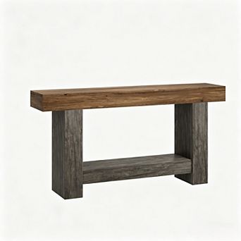 Farmhouse Console Table for Living Room,2 tier Large Sofa Table with Storage, Entryway Entry Table