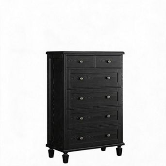 Vintage 6 Drawer Dresser with Tapered Legs, Wood Tall Chest of Drawers for Bedroom, Living Room