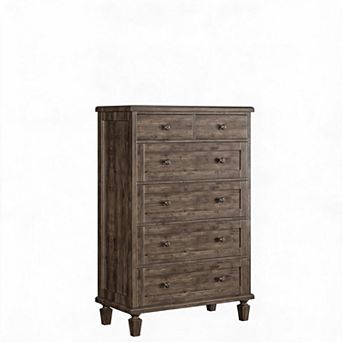Vintage 6 Drawer Dresser with Tapered Legs, Wood Tall Chest of Drawers for Bedroom, Living Room
