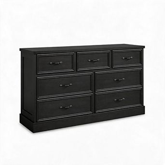 7 Drawer Dresser for Bedroom, 55 Inch Wide Wooden Chest of Drawers with Metal Handles