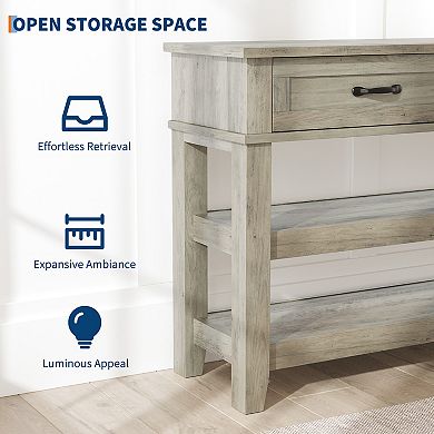 47.2" Entryway Table,Console Table with 2 Storage Drawers,3 Tier Farmhouse Wooden Sofa Hallway Table