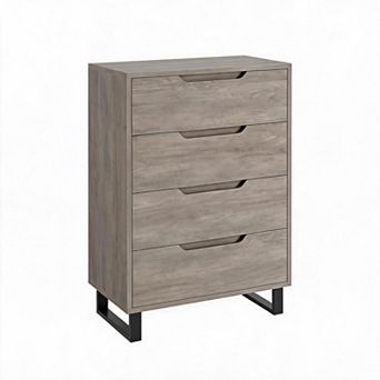 Modern 4-Drawer Wooden Dresser, 41.7" Tall Freestanding Vertical Storage Cabinet, Ideal for Bedroom