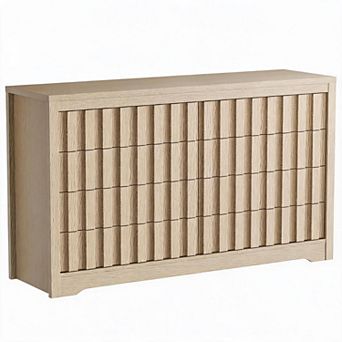 Modern Fluted 8-Drawer Dresser for Bedroom, 54" Wide Curved Profile Chest of Drawers