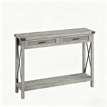 Farmhouse Entryway Table,Console Table with Rattan Drawers,43" Sofa Table with Storage,Console Table