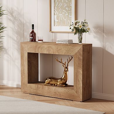 Farmhouse Console Table,47 in Minimalist Entryway Table,Storage Rustic Sofa Table with Open Shelves