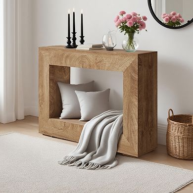 Farmhouse Console Table,47 in Minimalist Entryway Table,Storage Rustic Sofa Table with Open Shelves