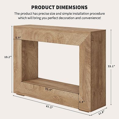 Farmhouse Console Table,47 in Minimalist Entryway Table,Storage Rustic Sofa Table with Open Shelves