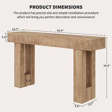 63" Farmhouse Console Table,Long Sofa Table Behind Couch,Wooden Entryway Table for Hallway, Entrance