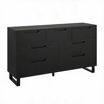 Modern Wooden Dresser for Bedroom, Freestanding Horizontal Storage Drawer Chest