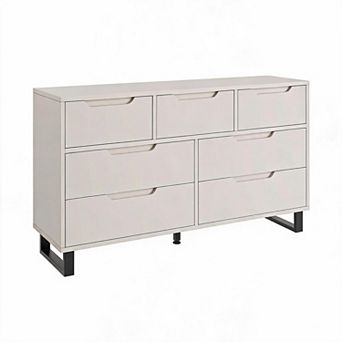 Modern Wooden Dresser for Bedroom, Freestanding Horizontal Storage Drawer Chest