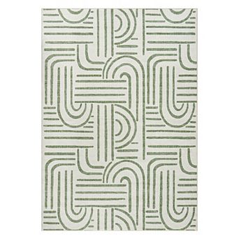 Boho Washable Geometric Area Rug, Non-Slip Soft Low Pile Stripes Carpet for Living Room Bedroom