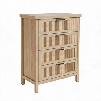 Fluted Dresser for Bedroom, 35.4'' Tall Chest of Drawers with 4 Storage Drawers