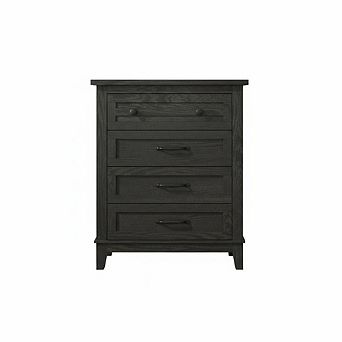 Modern 4 Drawer Wooden Dresser, 34.8" Tall Chest with Anti-Tip Kit, Freestanding Storage Cabinet
