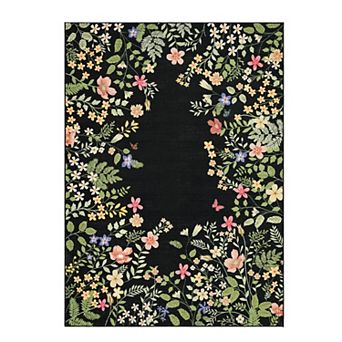 Washable Botanical Area Rugs,Soft Non-Slip Vintage Boho Floral Runners Carpet for Living Room