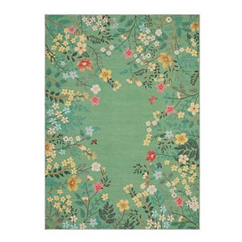 Washable Botanical Area Rugs,Soft Non-Slip Vintage Boho Floral Runners Carpet for Living Room